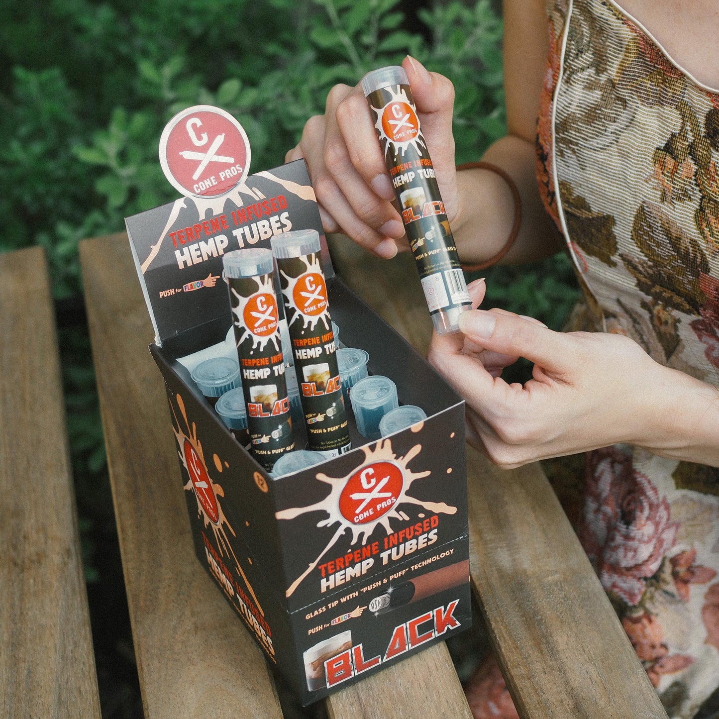 Terpene Infused Hemp Tube w/ Glass Tip - BLACK (12ct display)