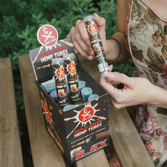 Terpene Infused Hemp Tube w/ Glass Tip - BLACK (12ct display)