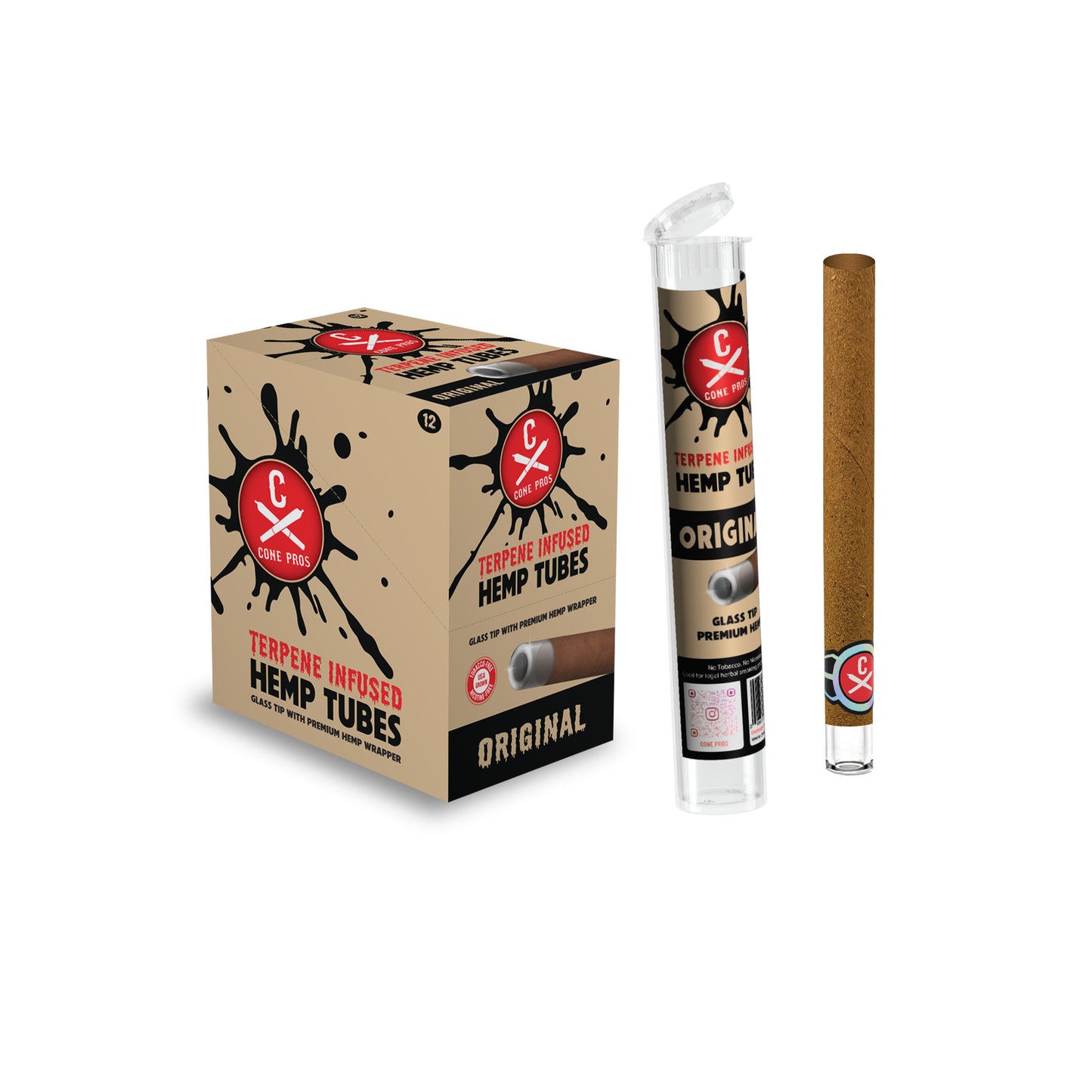 Terpene Infused Hemp Tube w/ Glass Tip - ORIGINAL (12ct display)