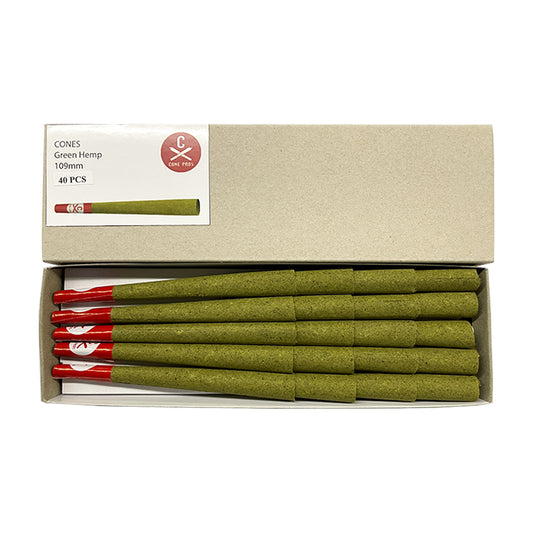 109mm Hemp Cones - Green (40ct)