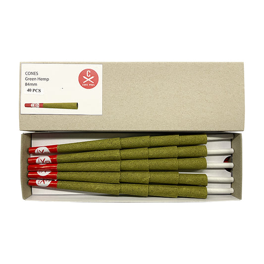 84mm Hemp Cones - Green (40ct)
