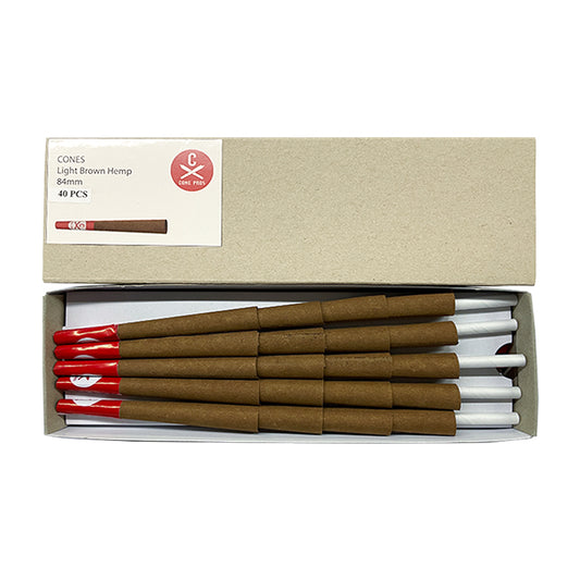 84mm Hemp Cones - Light Brown (40ct)