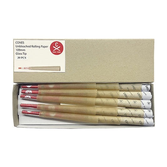 109mm Cones - Glass Tip - Unbleached (30ct)