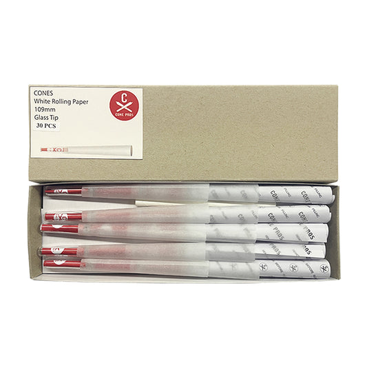 109mm Cones - Glass Tip - White (30ct)