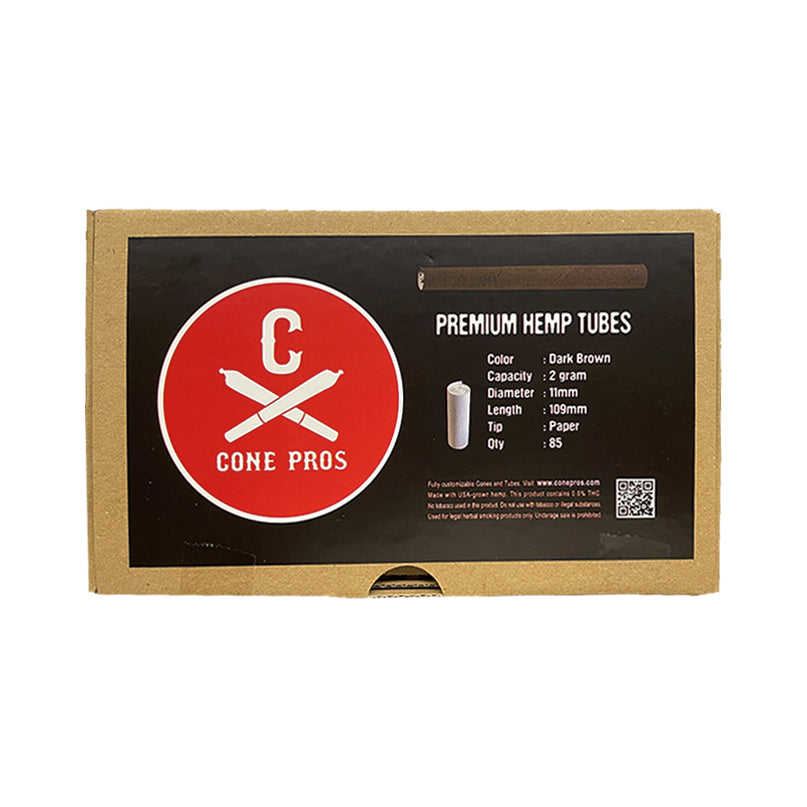 11x109mm Hemp Tubes - Paper Tip - Dark Brown (85ct)