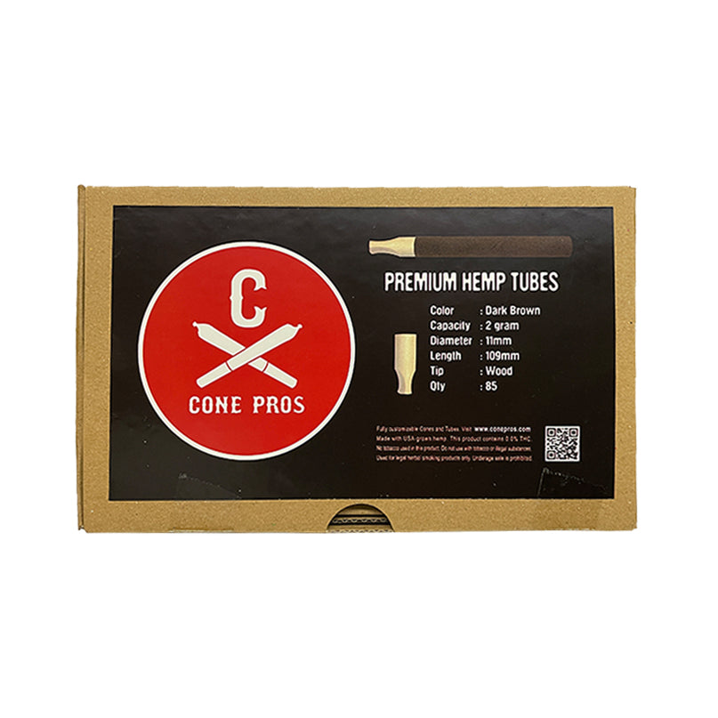 11x109mm Hemp Tubes - Wood Tip - Dark Brown (85ct)