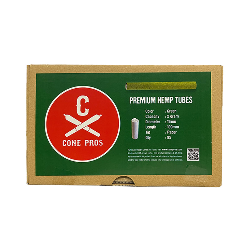 11x109mm Hemp Tubes - Paper Tip - Green (85ct)