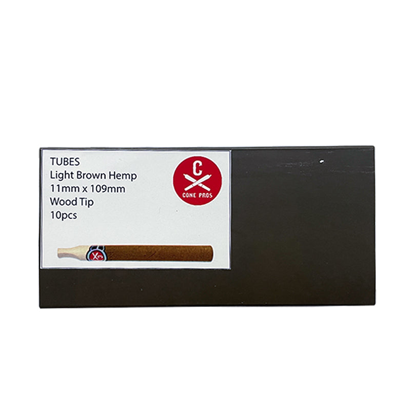 11x109mm Hemp Tubes - Wood Tip - Light Brown (10ct)