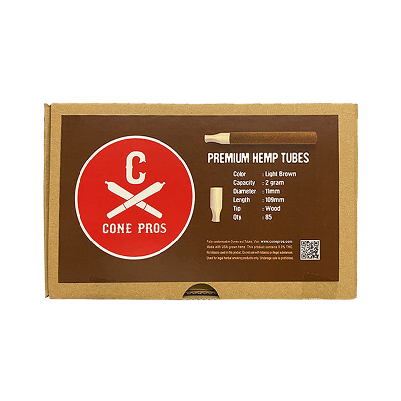 11x109mm Hemp Tubes - Wood Tip - Light Brown (85ct)