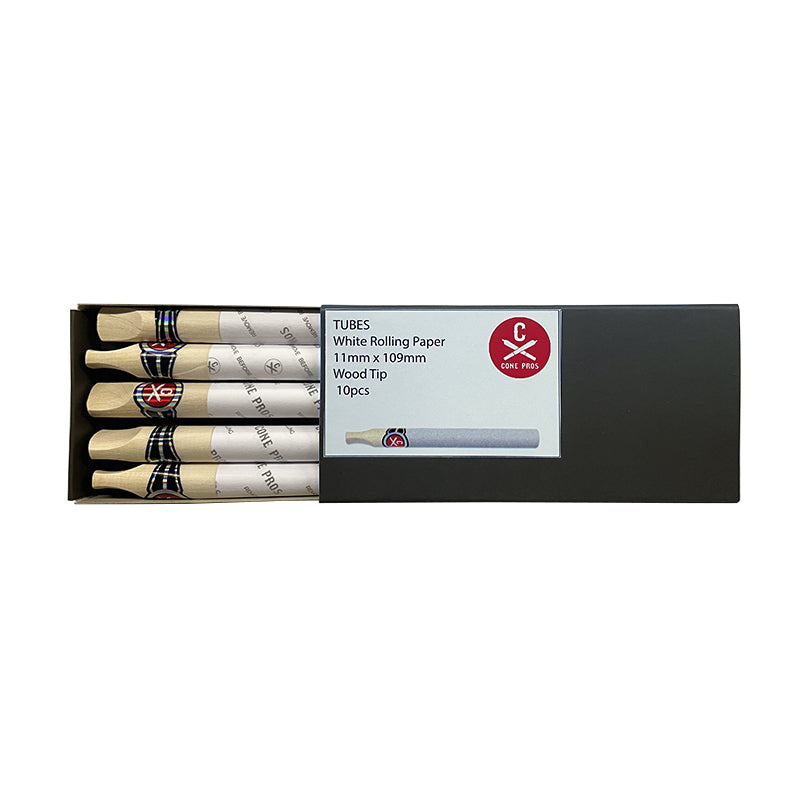 11x109mm Rolling Paper Tubes - Wood Tip - White (10ct)