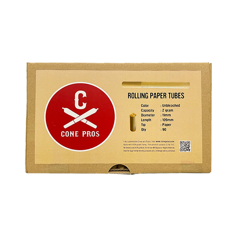 11x109mm Rolling Paper Tubes - Paper Tip - Unbleached (90ct)