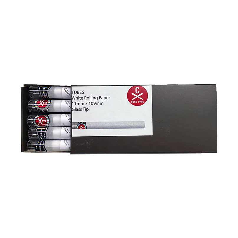 11x109mm Rolling Paper Tubes - Glass Tip - Refined White (10ct)