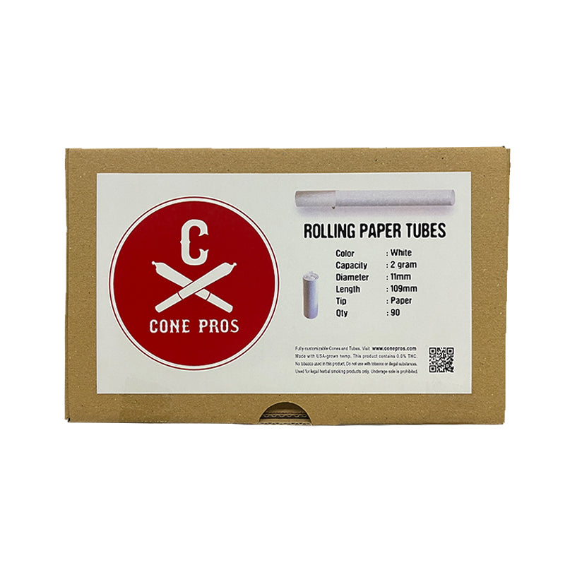 11x109mm Rolling Paper Tubes - Paper Tip - White (90ct)