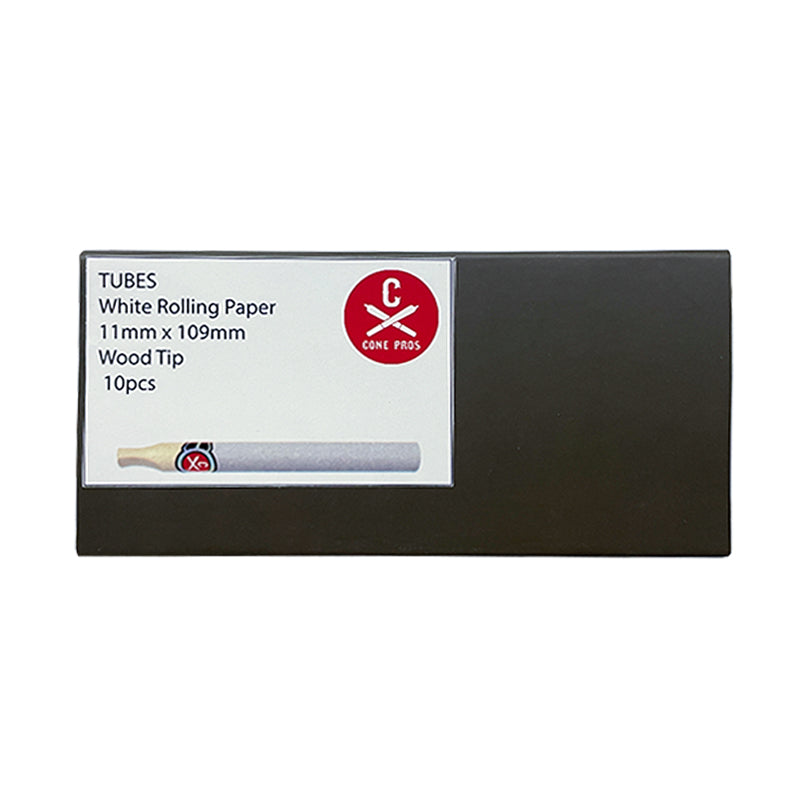 11x109mm Rolling Paper Tubes - Wood Tip - White (10ct)