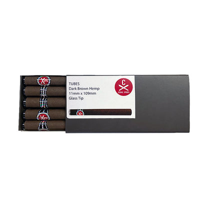 11x109mm Hemp Tubes - Glass Tip - Dark Brown (10ct)