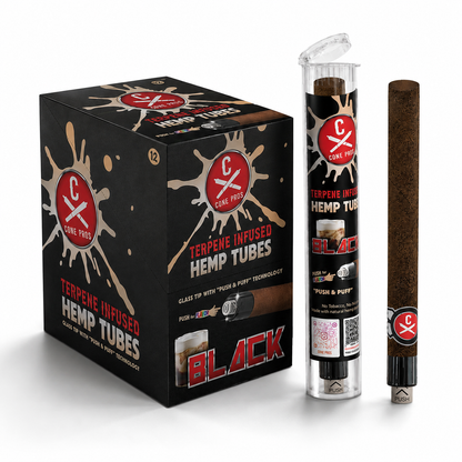 Terpene Infused Hemp Tube w/ Glass Tip - BLACK (12ct display)